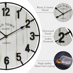 Large Old Town Farmhouse Wall Clock – 24 Inches Rustic Antique Wood - Image 5