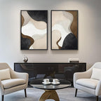 Large Framed Neutral Abstract Minimalist Wall Art Set of 2, Modern Canvas - Image 4