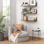 Forbena Walnut Brown Wall Bookshelf, 24 x 8 Inch Floating Bookshelves Set of 3 - Image 4