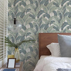 Tempaper Textured Green Layered Palm Faux Grasscloth Removable Peel and Stick - Image 2