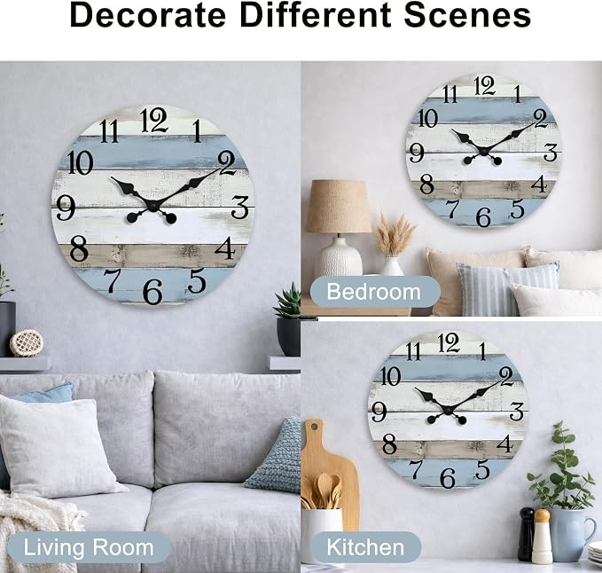 JoFomp 16 Inch Wall Clocks Battery Operated, Silent Non Ticking Wall Clock Wood - Image 4