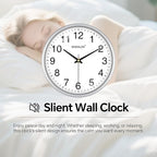 WISKALON 10 Inch Wall Clock, Silent Non-Ticking Round Silver Frame Clock - Image 4