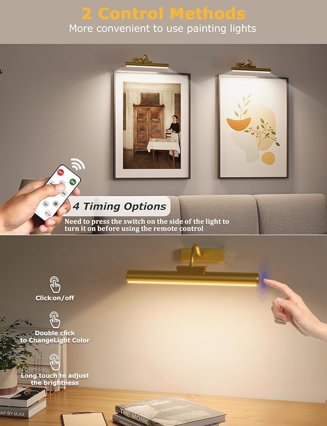 Picture Light Battery Operated, 13in Wireless Art Light - Image 3