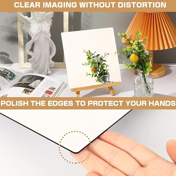 JUNEBRUSHS 4 Pack Self Adhesive Acrylic Mirror, 8 x 8 Inch Mirror Tiles - Image 6