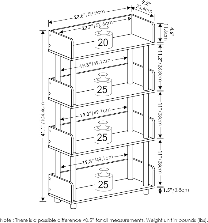 Furinno Turn-N-Tube 4-Tier Toolless Display Rack, Amber Pine/Black - Image 3