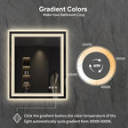 Lighted Mirror, 30x36 Inch Gradient Front and Backlit LED Mirror, 3 Colors - Image 3
