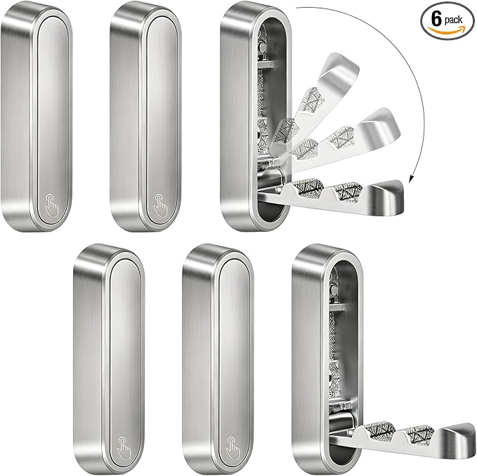 6PCS Foldable Wall Hooks, Zinc Alloy Flip Down Hooks, Retractable Wall Hooks by XSGTZMJ