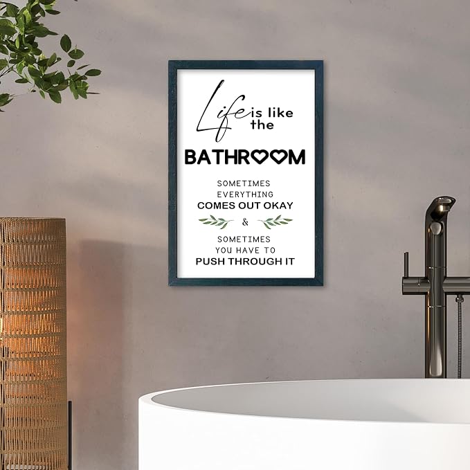 YWJKWLGS Funny Bathroom Wall Art, 11x16 Inch Black Framed Life is Like Bathroom - Image 6