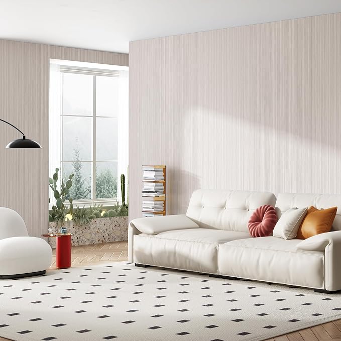 Beige Faux Grasscloth Wallpaper Peel and Stick Linen Textured 24"x394" Upgraded - Image 7