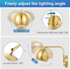 VATONI Plug in Dimmable Wall Sconce Swing Arm Wall Lights - Image 4