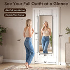 Antok 58"x20" Over the Door Mirror, Full Length Mirror Door Hanging - Image 2