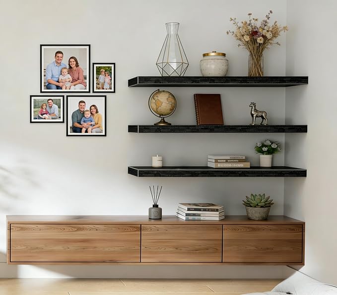 Vervida® Floating Shelves, 35.4 inch Wall Mounted Rustic Wood Shelves - Image 7