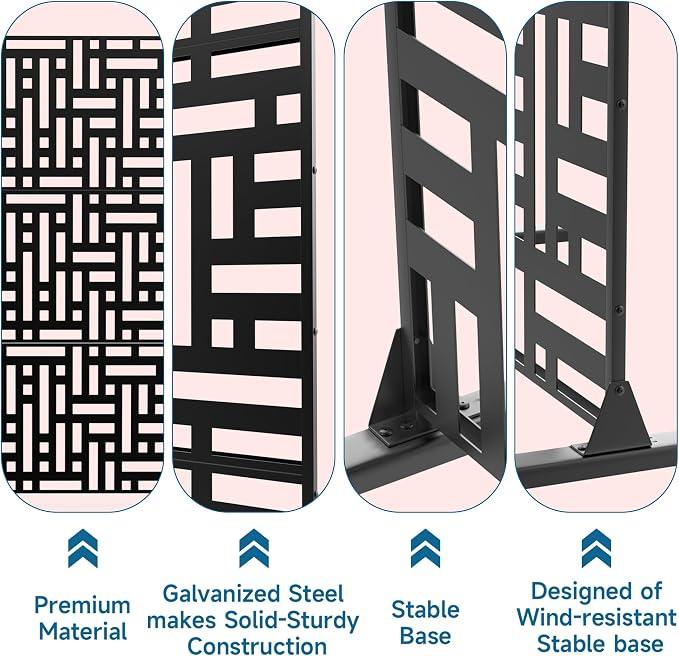 MTART Metal Privacy Screen 72" H x 47.2" Decorative Outdoor Privacy Screen - Image 3