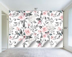 Grey Leaf Pink Flowers Mural Bedroom Floral Wallpaper Room Decor Living Room tv - Image 4