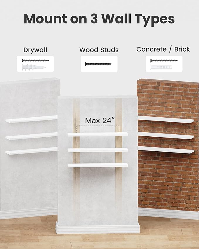 AMADA HOMEFURNISHING 35.4" L Floating Shelves, Wall Shelves Set of 3 - Image 7