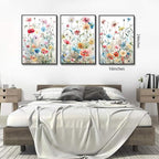 KISSFOX Framed Colorful Wildflower Canvas Wall Art Set Of 3 Flowers Pictures - Image 4