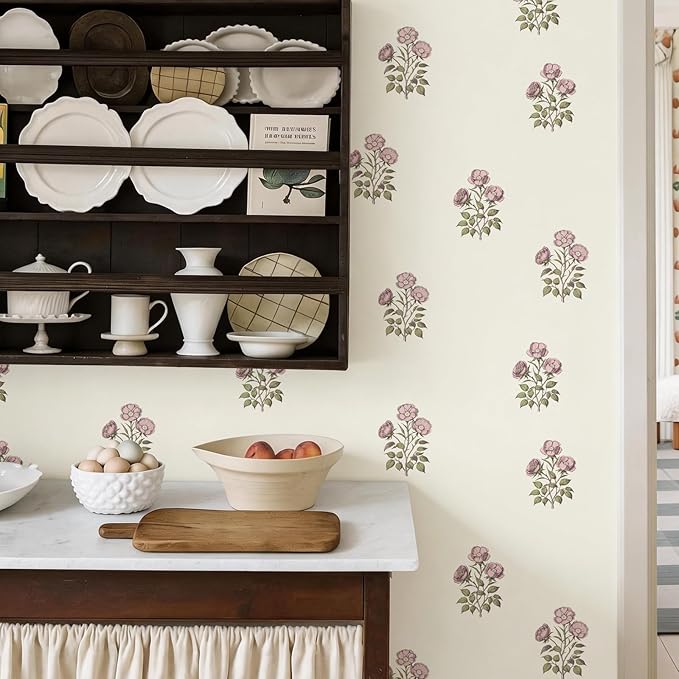 17.3”×393.7” Vintage Floral Wallpaper Retro Rose Flower Contact Paper - Image 4