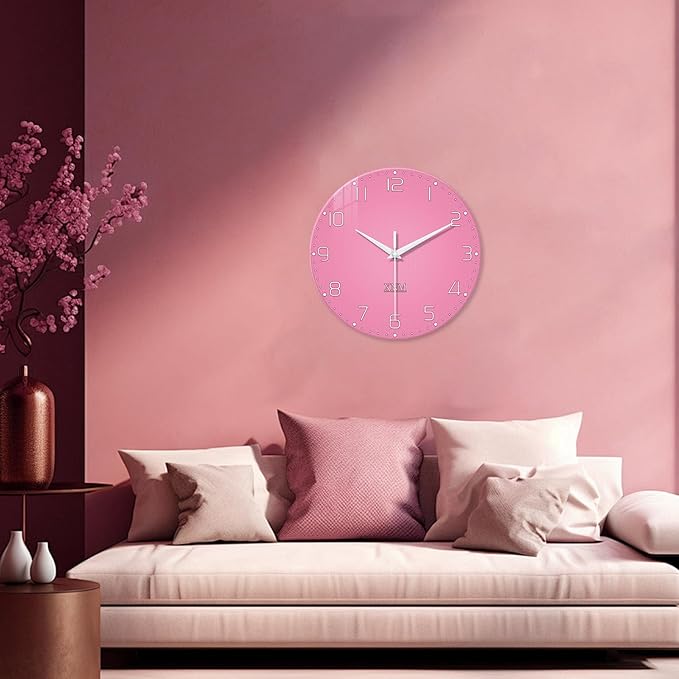 XNM Minimalist Bedroom Clock for Teen Girls Pink Analog Clock Battery Operated - Image 4