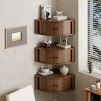 Corner Shelves Wall Cabinet Set of 3, Floating Corner Shelf Organizer by TAUXKOI