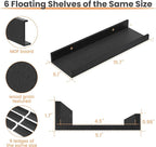 upsimples Floating Shelves for Wall, Wall Shelves for Decor Storage Set of 6 - Image 3