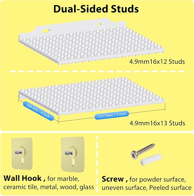 LRANFOW 12 Wall Display Shelf for Lego Building Bricks, 4x5 inch Dual-Sided - Image 4
