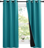 NICETOWN Peacock Teal 100% Blackout Lined Curtains, 2 Thick Layers Narrow Wide - Image 2