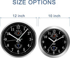 HITO 12 Inch Silent Wall Clock Battery Operated Non Ticking Glass Cover Silver - Image 3