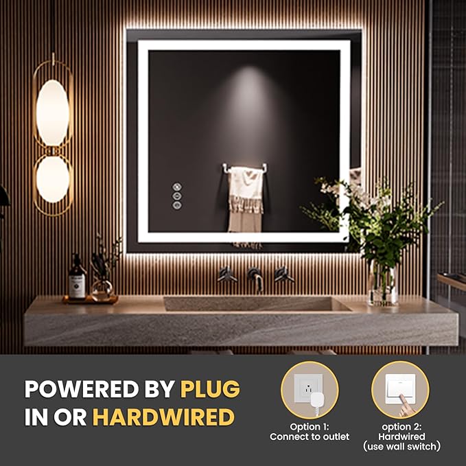 LOAAO 36"x34" LED Bathroom Mirror - Image 6