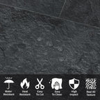 AULIGET 6" x 12" Black Slate Peel and Stick Backsplash Wall Tiles, PVC Faux - Image 2