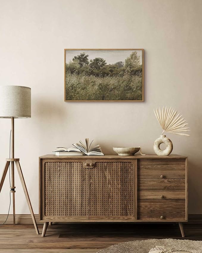 InSimSea Framed Canvas Wall Art Vintage Decor, Room Decor Wilderness Field - Image 3