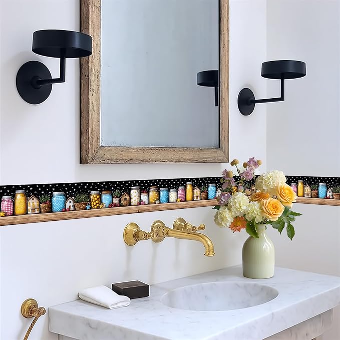 Mason Jar Wallpaper Border 196x4 Inch Removable Wall Border Peel and Stick - Image 5
