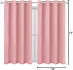 LEMOMO Blackout Curtains 52 x 63 inch/Pink Curtains Set of 2 Panels/Thermal - Image 9