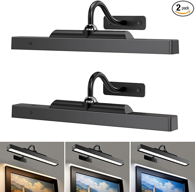 Wireless Picture Lights 12", 4400mAh Battery Powered Cordless Wall Lights by Craftersmark