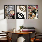 Fashion Cheetah Wall Art Set of 3 Leopard Wall Decor Pictures Lucky 8 Ball - Image 4