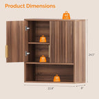 VINGLI Bathroom Wall Cabinet, Walnut Fluted Medicine Cabinet - Image 3
