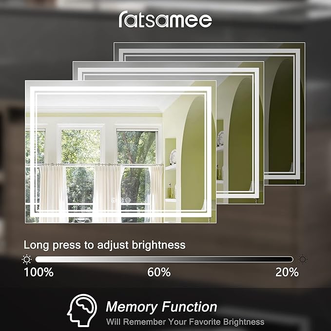 Ratsamee 40x32 Inch Led Mirror for Bathroom - Image 5
