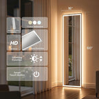 Full Length Mirror with LED Lights, Free Standing Floor Mirrors, Lighted Full - Image 4