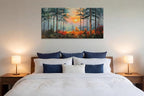 Ardemy Sunset Pines Wall Art Hand-Painted Texture Forest Canvas Painting - Image 4