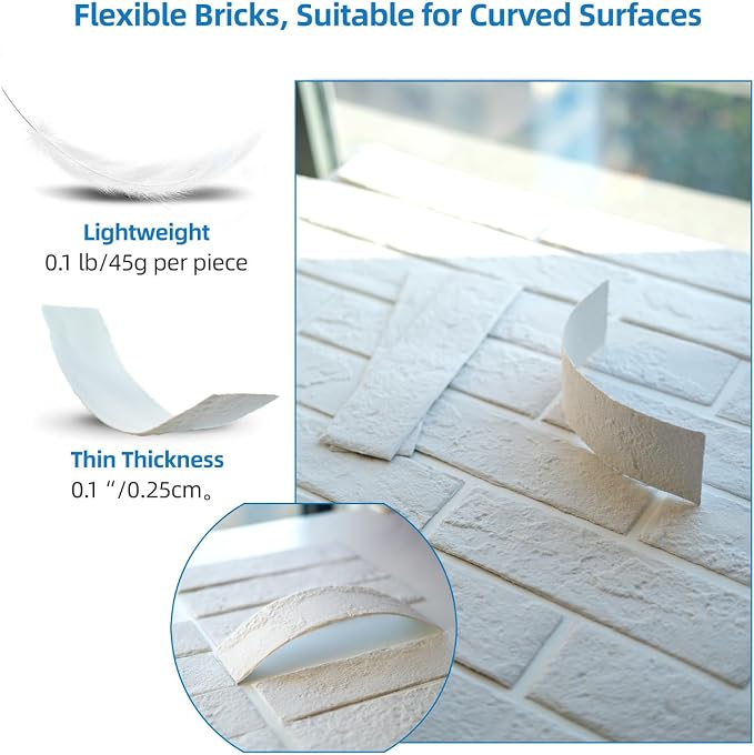White Faux Brick Wall Tiles, 3D Thin Brick Veneers - Image 3