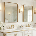 USHOWER Gold Bathroom Mirrors 22"x30" 2 Pack, Brushed Gold Rounded Rectangle by USHOWER