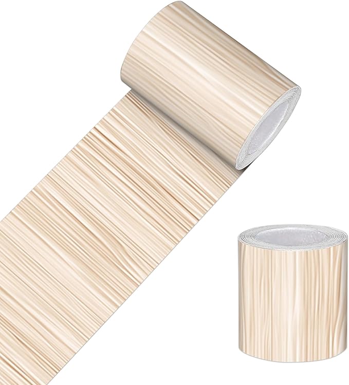 HOMETITUTE Wallpaper Border Peel and Stick Wall Border Beige Bamboo Texture by HOMETITUTE