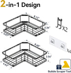 YASONIC Corner Shower Caddy 2 Pack, No Drill Adhesive Shower Storage Shelves - Image 2