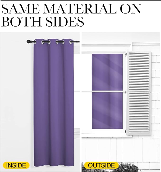 NICETOWN Lilac Purple Blackout Curtains 90" Long - Image 6
