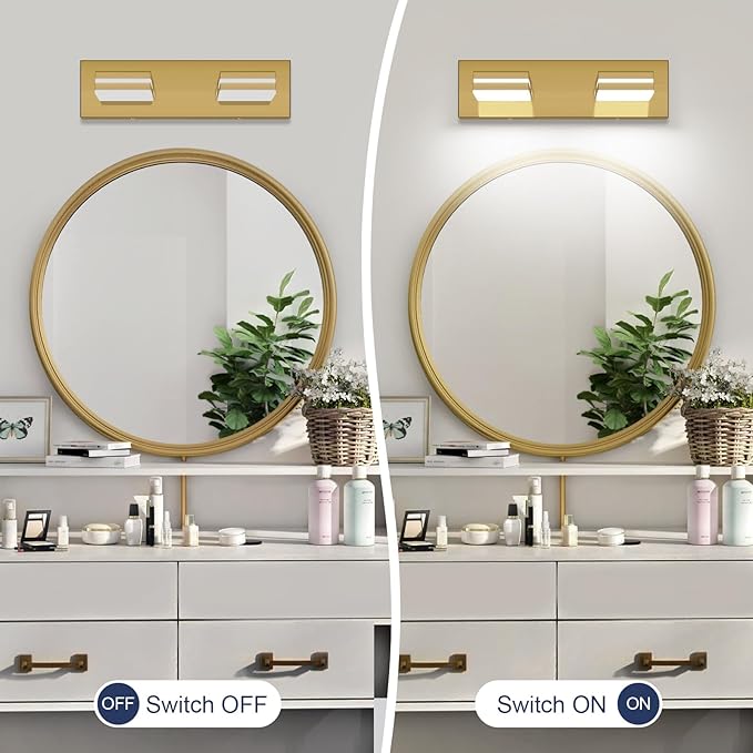 SineRise LED Modern Bathroom Vanity Light Fixtures, Brass Modern Acrylic - Image 8