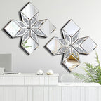 Crushed Diamond Decorative Mirror 2 Pack 16.75x16.75” Diamond Shape Glass Decor by VOHJD