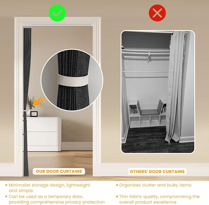 AJAZZ 100% Blackout Accordion Door Closet Curtain Door Curtain Invisible - Image 7