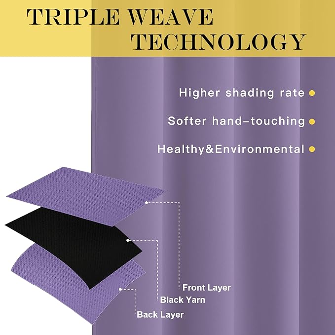 NICETOWN Blackout Curtains for Sliding Glass Door Room Divider Noise Reduce - Image 3