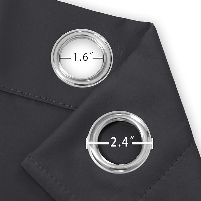 LEMOMO Dark Grey Blackout Curtains 52 x 63 Inch Length/Set of 2 Curtain - Image 5