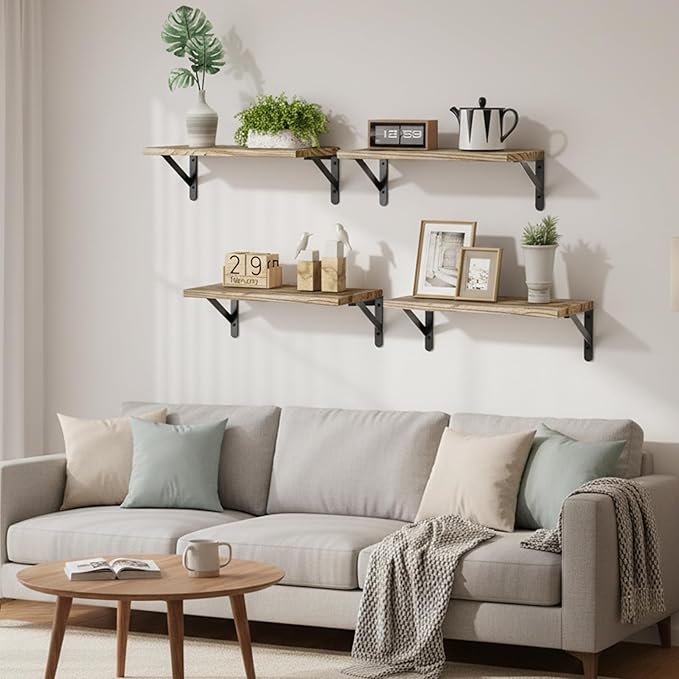 Fixwal Floating Shelves for Wall, Wood Wall Mounted Shelves for Bedroom - Image 2