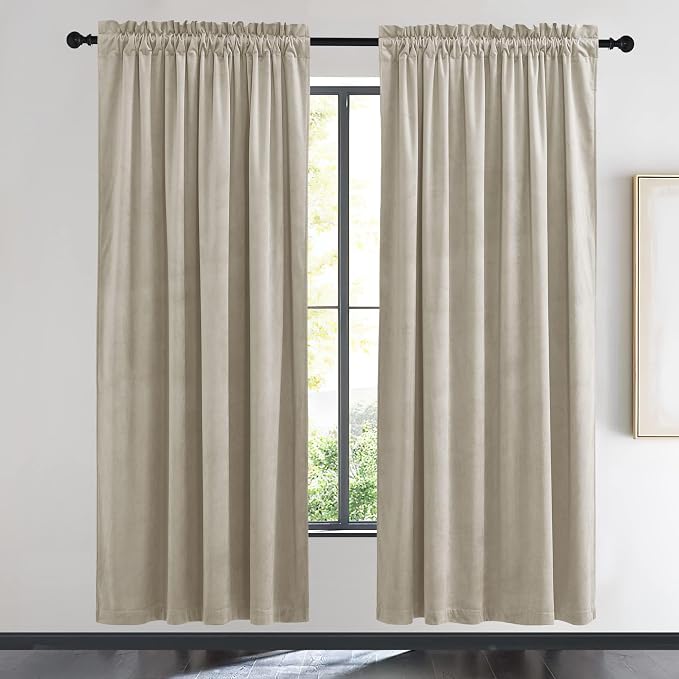 NICETOWN Camel Velvet Curtains 72 Inch Long 52 Wide, Room Darkening Temp by NICETOWN